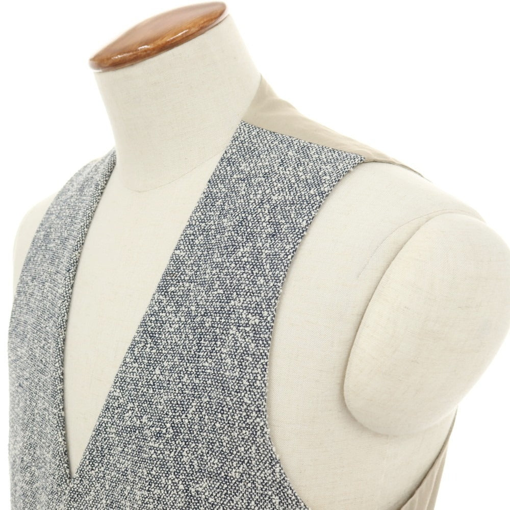 【中古】ラルディーニ LARDINI リネンコットンナイロン カジュアル系ジレ ベスト ネイビーxホワイト×ベージュ【サイズ46】【 状態ランクB 】【 メンズ 】