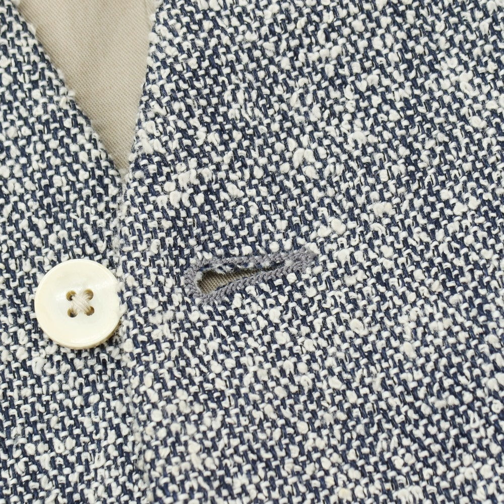 【中古】ラルディーニ LARDINI リネンコットンナイロン カジュアル系ジレ ベスト ネイビーxホワイト×ベージュ【サイズ46】【 状態ランクB 】【 メンズ 】