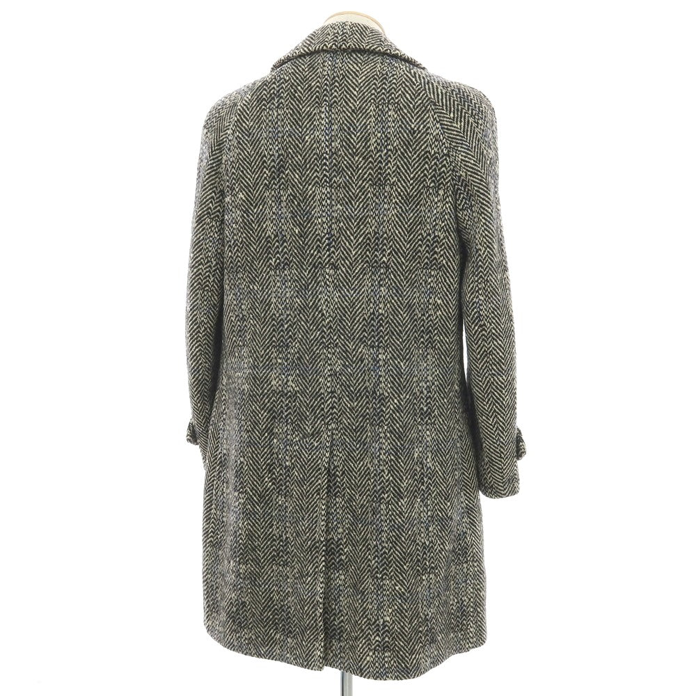 【中古】バーバリーズ Burberrys アイリッシュツイード ヘリンボーン ステンカラーコート ブラックxホワイト【 表記なし(S位) 】【 状態ランクC 】【 メンズ 】