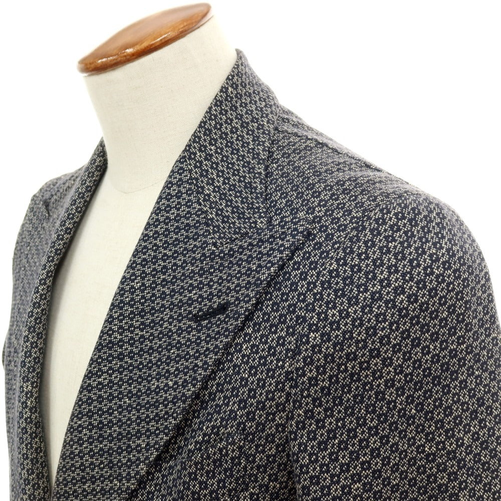 【中古】タリアトーレ TAGLIATORE ピーノライン ピーノレラリオ コットンリネンナイロン ジャージー 2B テーラードジャケット ネイビーxホワイト【サイズ表記なし(M位)】【 状態ランクC 】【 メンズ 】