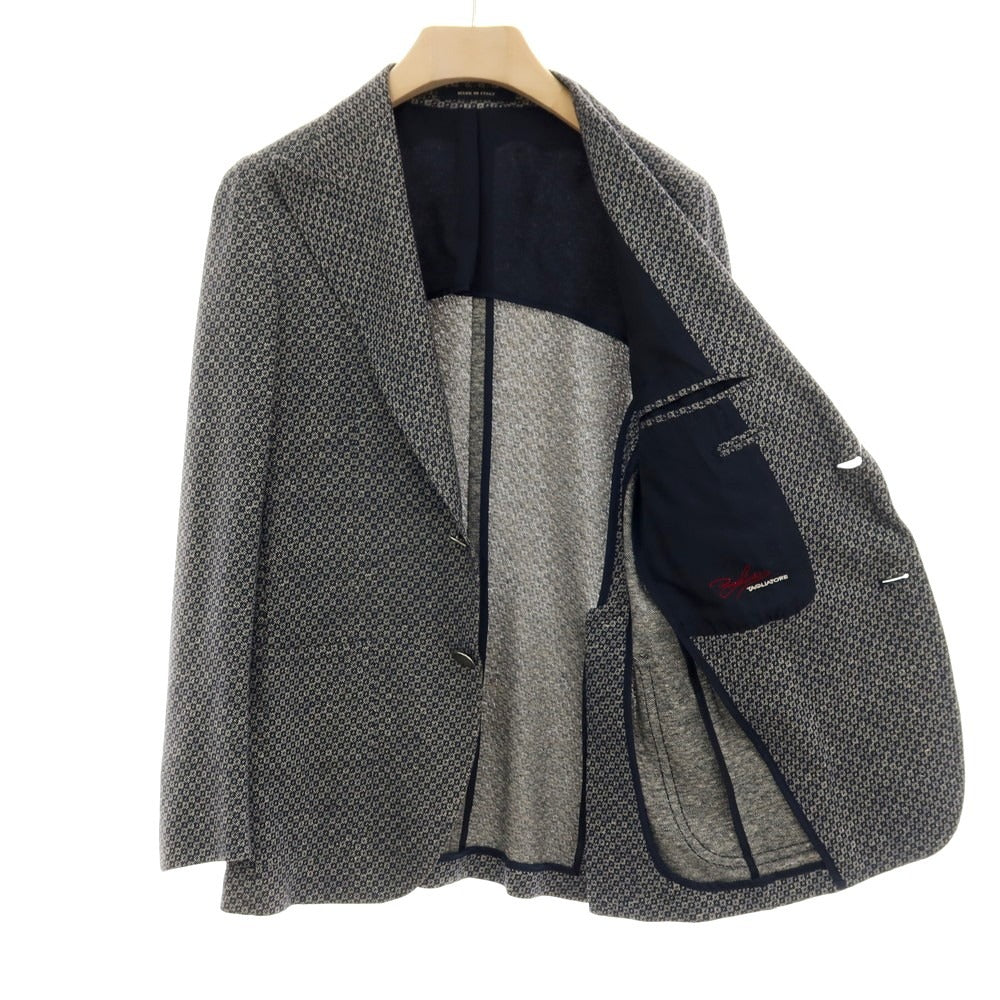 【中古】タリアトーレ TAGLIATORE ピーノライン ピーノレラリオ コットンリネンナイロン ジャージー 2B テーラードジャケット ネイビーxホワイト【サイズ表記なし(M位)】【 状態ランクC 】【 メンズ 】