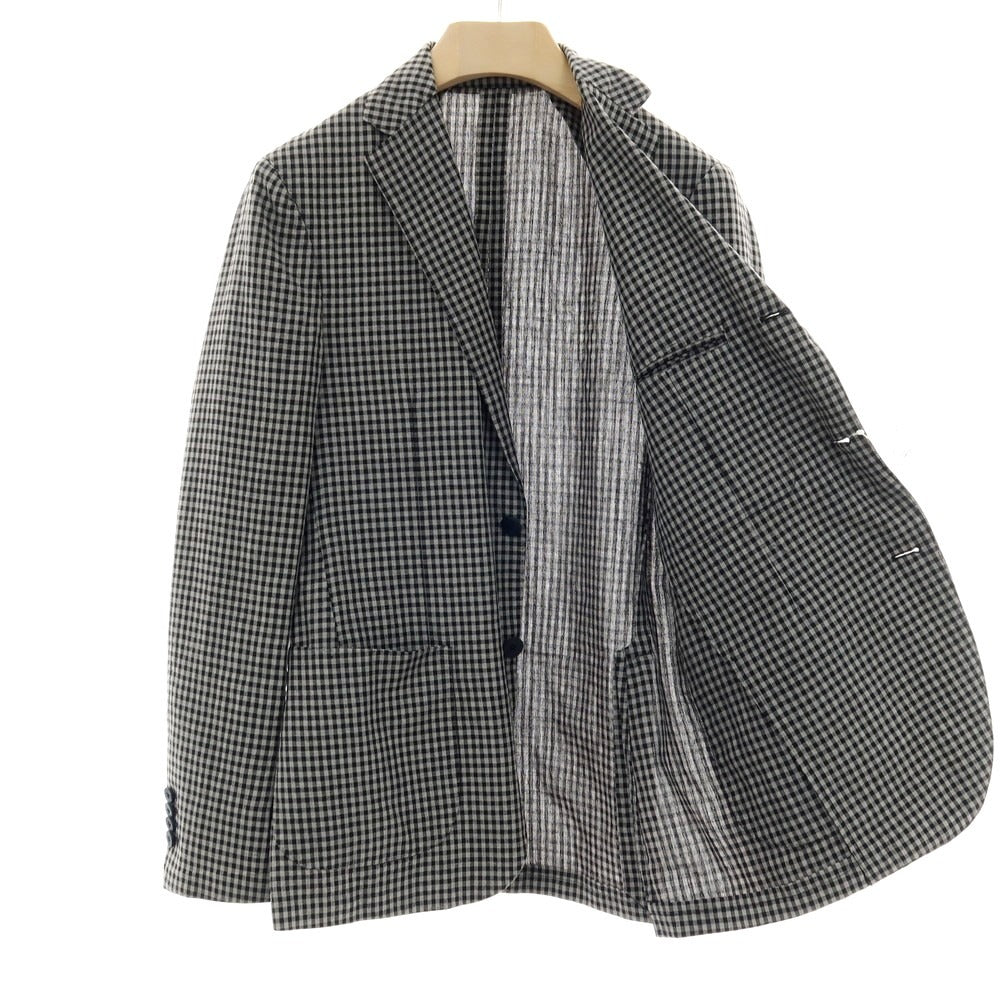 【中古】ラルディーニ LARDINI リネンウール チェック 3B カジュアルジャケット グレーxブラック【サイズ46】【 状態ランクC 】【 メンズ 】