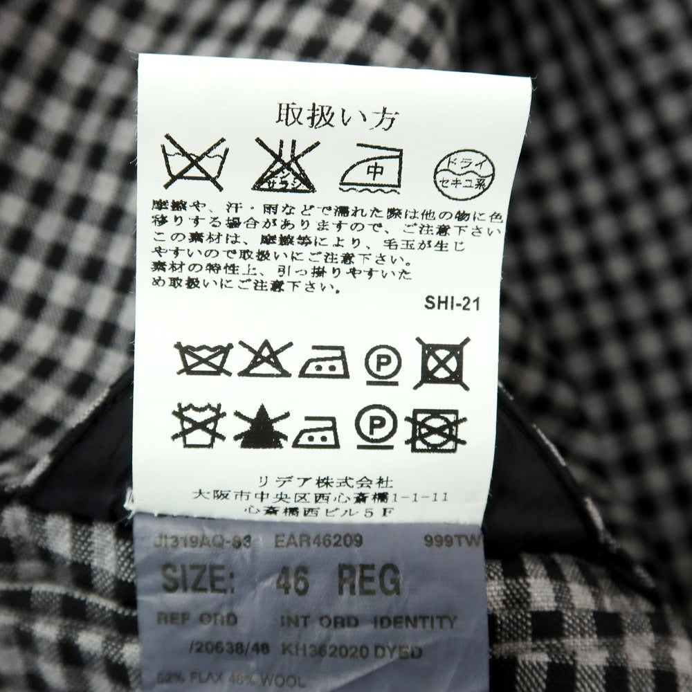 【中古】ラルディーニ LARDINI リネンウール チェック 3B カジュアルジャケット グレーxブラック【サイズ46】【 状態ランクC 】【 メンズ 】