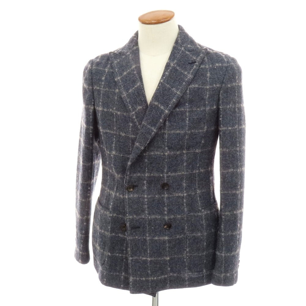 【中古】ラルディーニ LARDINI ウールモヘア ダブル テーラードジャケット グレイッシュネイビー【サイズ46】【メンズ】 中古】ラルディーニ LARDINI ウールモヘア ダブル テーラード