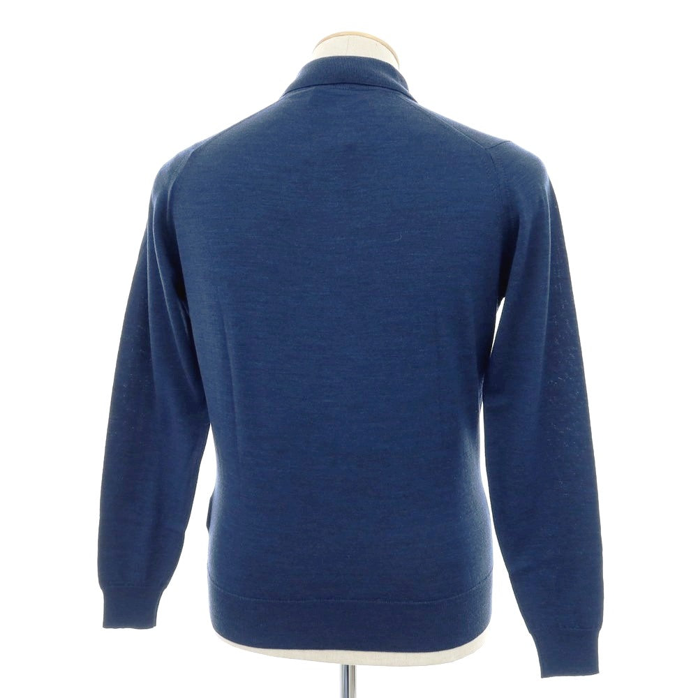 【中古】【未使用】ジョンスメドレー JOHN SMEDLEY ハイゲージ ウール 長袖 ポロニット ネイビー【 S 】【 状態ランクS 】【 メンズ 】