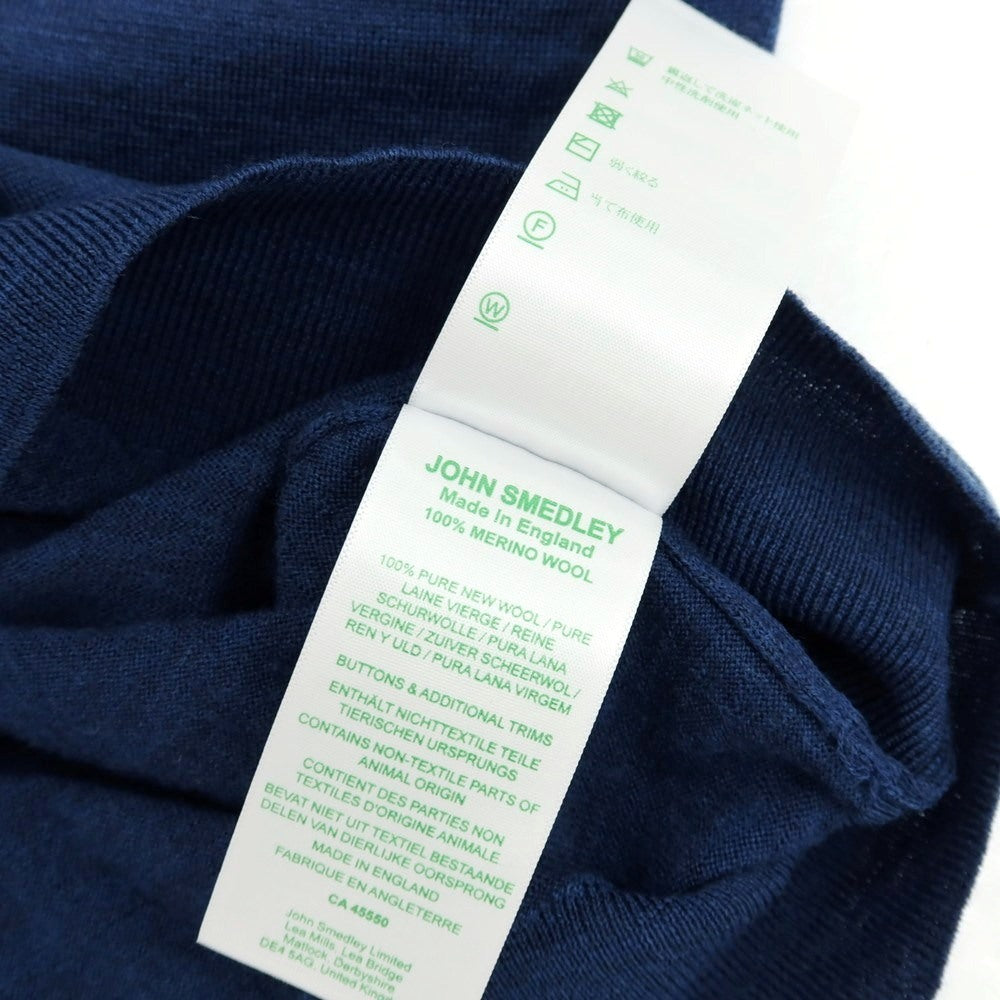 【中古】【未使用】ジョンスメドレー JOHN SMEDLEY ハイゲージ ウール 長袖 ポロニット ネイビー【 S 】【 状態ランクS 】【 メンズ 】