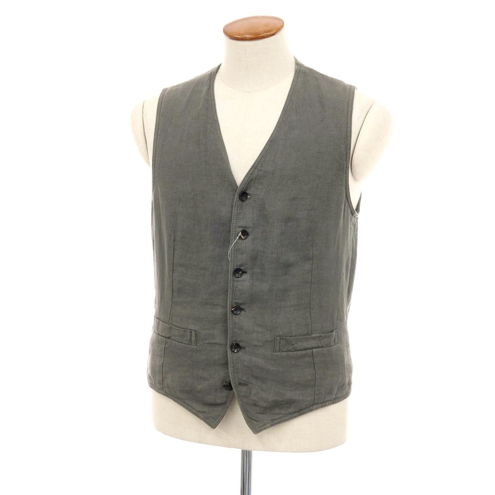 【中古】ラルディーニ LARDINI リネン カジュアル系ジレ ベスト グレー【サイズ46 REG】【 状態ランクB 】【 メンズ 】