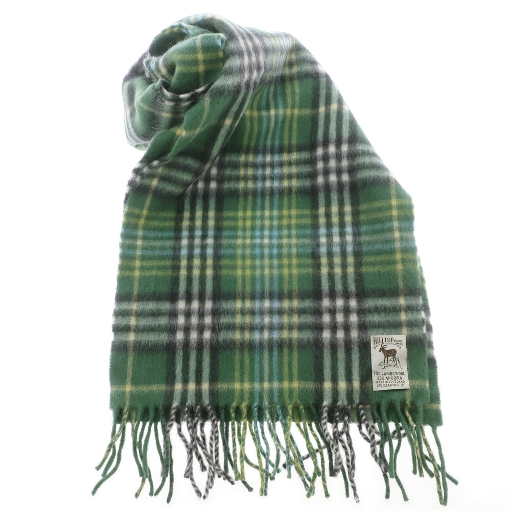 【中古】ヒルトップ HILLTOP ウールアンゴラ チェック マフラー グリーンxブラック【 状態ランクA 】【 メンズ 】