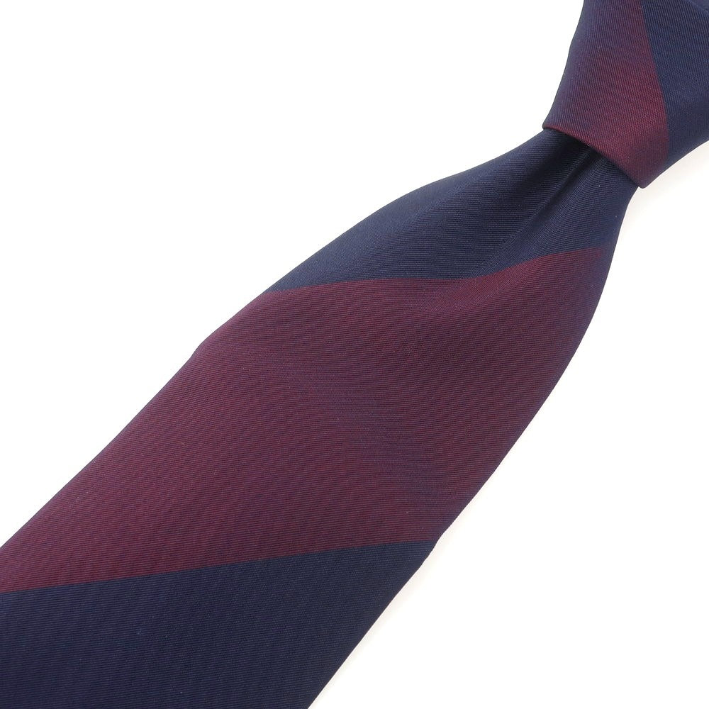 【中古】【未使用】サルヴァトーレピッコロ Salvatore Piccolo シルク ストライプ柄ネクタイ ネイビーxボルドー【 状態ランクS 】【 メンズ 】