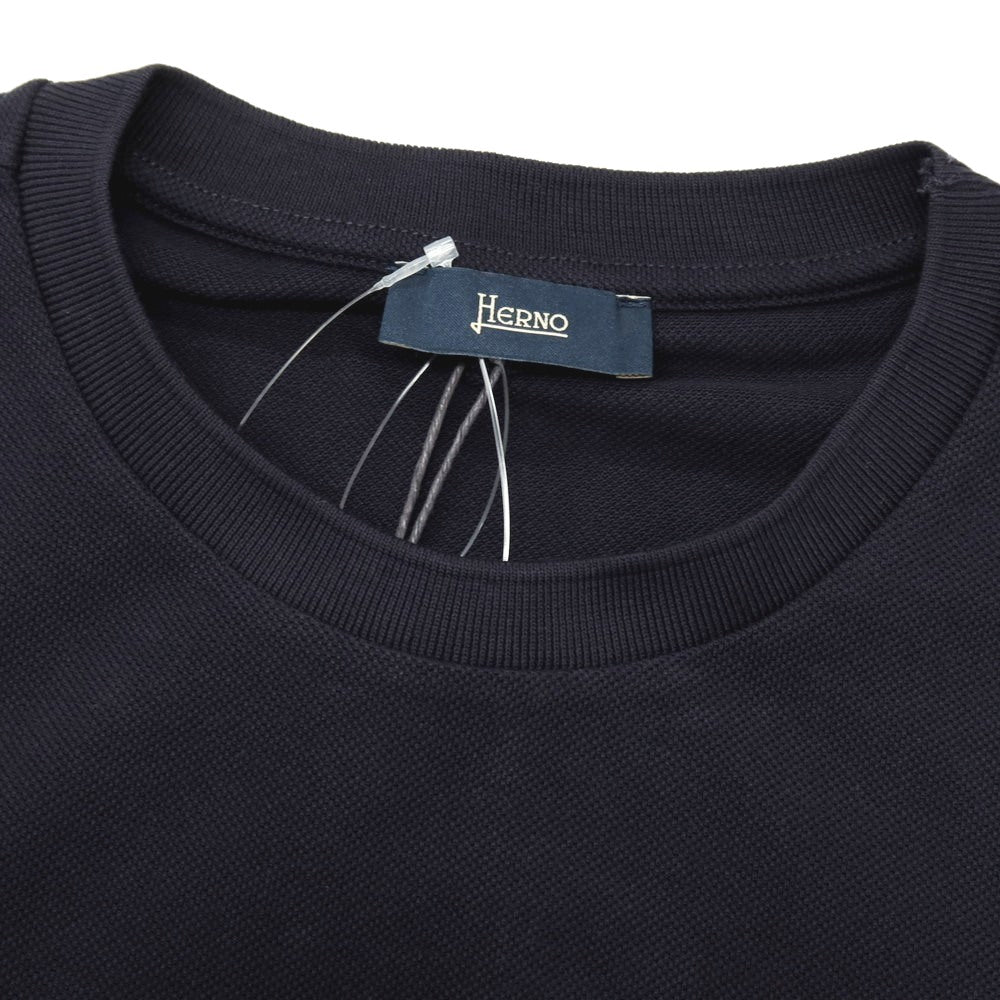 【新品】ヘルノ Herno コットン 鹿の子 クルーネック 半袖Tシャツ ダークネイビー【サイズ56】【 状態ランクN 】【 メンズ 】