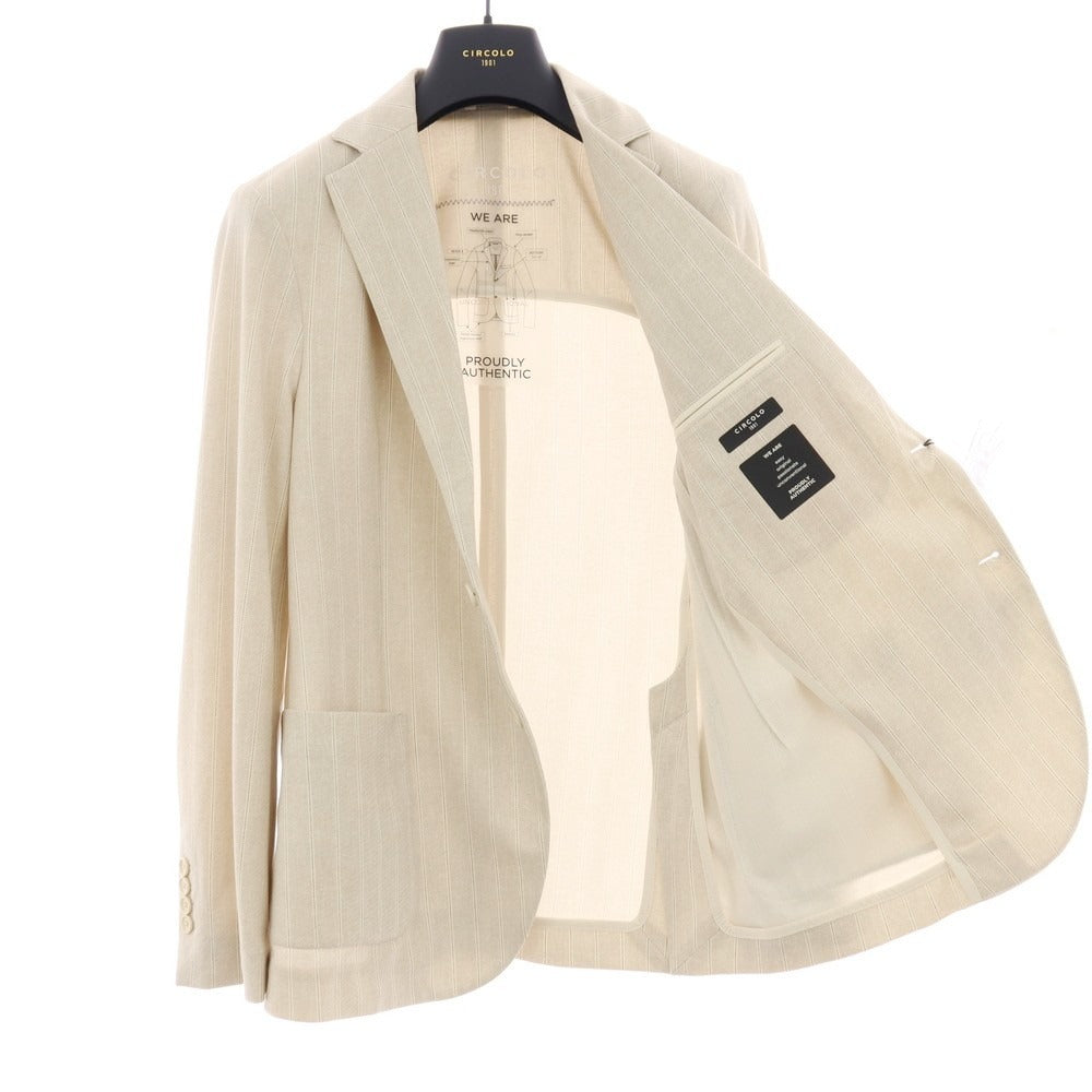 【新品】チルコロ1901 CIRCOLO 1901 コットン ジャージー ストライプ プリント 2B カジュアルジャケット ベージュ【サイズ48】【 状態ランクN 】【 メンズ 】