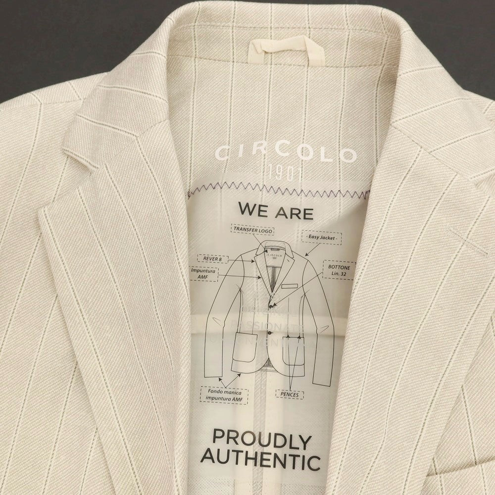 【新品アウトレット】チルコロ1901 CIRCOLO 1901 コットン ジャージー ストライプ プリント 2B カジュアルジャケット ベージュ【サイズ50】【 状態ランクN- 】【 メンズ 】