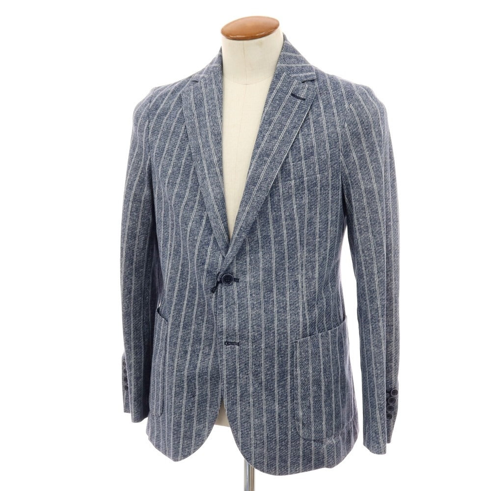 【新品】チルコロ1901 CIRCOLO 1901 コットン ジャージー ストライプ プリント 2B カジュアルジャケット ネイビー【サイズ48】【 状態ランクN 】【 メンズ 】