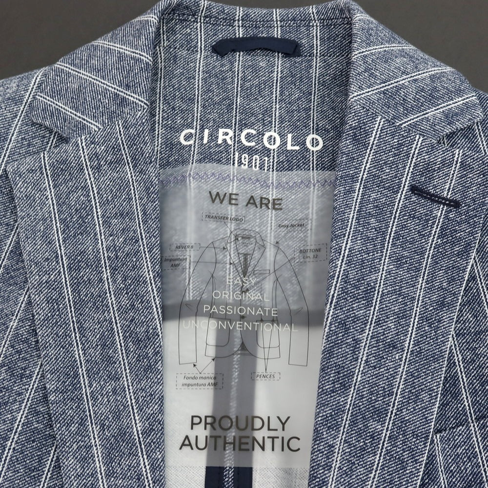 【新品】チルコロ1901 CIRCOLO 1901 コットン ジャージー ストライプ プリント 2B カジュアルジャケット ネイビー【サイズ50】【 状態ランクN 】【 メンズ 】