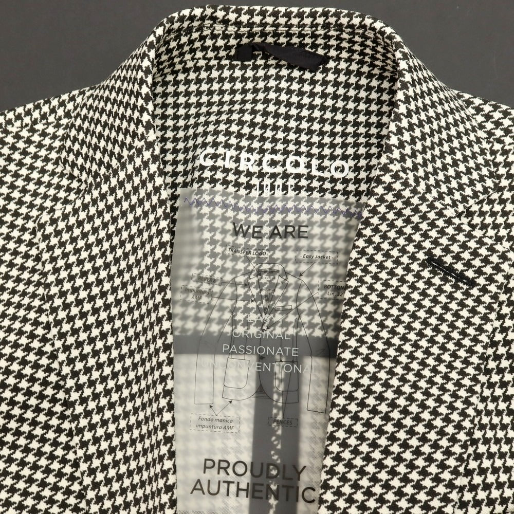 【新品】チルコロ1901 CIRCOLO 1901 コットン ジャージー ハウンドトゥース プリント 2B カジュアルジャケット ブラックxホワイト【サイズ48】【 状態ランクN 】【 メンズ 】