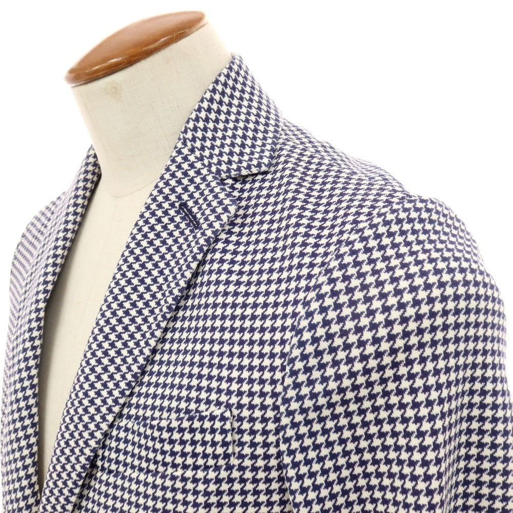 【新品】チルコロ1901 CIRCOLO 1901 コットン ジャージー ハウンドトゥース プリント 2B カジュアルジャケット ネイビーxホワイト【サイズ46】【 状態ランクN 】【 メンズ 】