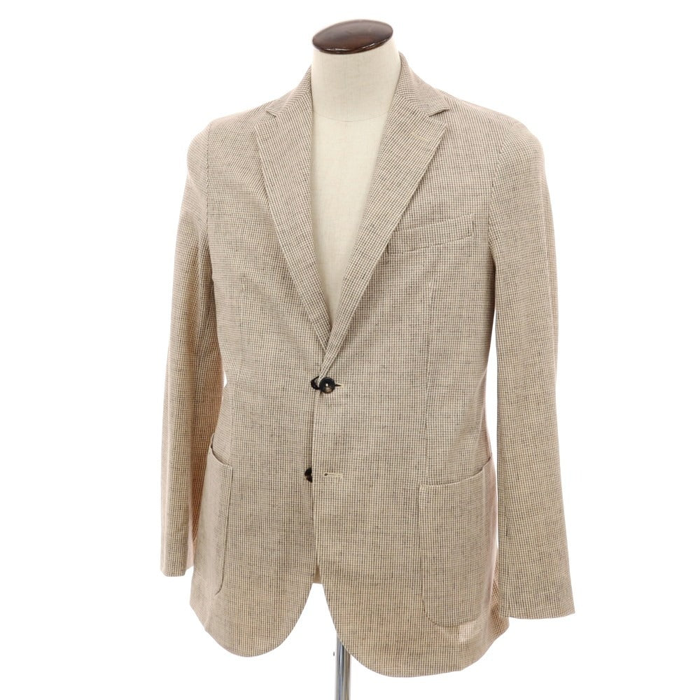 【新品アウトレット】チルコロ1901 CIRCOLO 1901 コットン ジャージー ハウンドトゥース プリント 2B カジュアルジャケット ベージュxホワイト【サイズ50】【 状態ランクN- 】【 メンズ 】