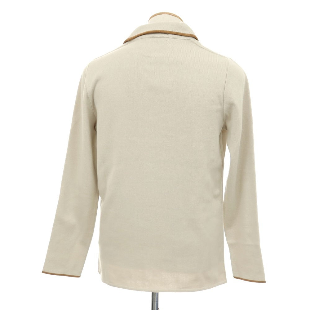 【新品】ラルディーニ LARDINI コットン オープンカラー カーディガン サンドベージュxブラウン【サイズS】【 状態ランクN 】【 メンズ 】