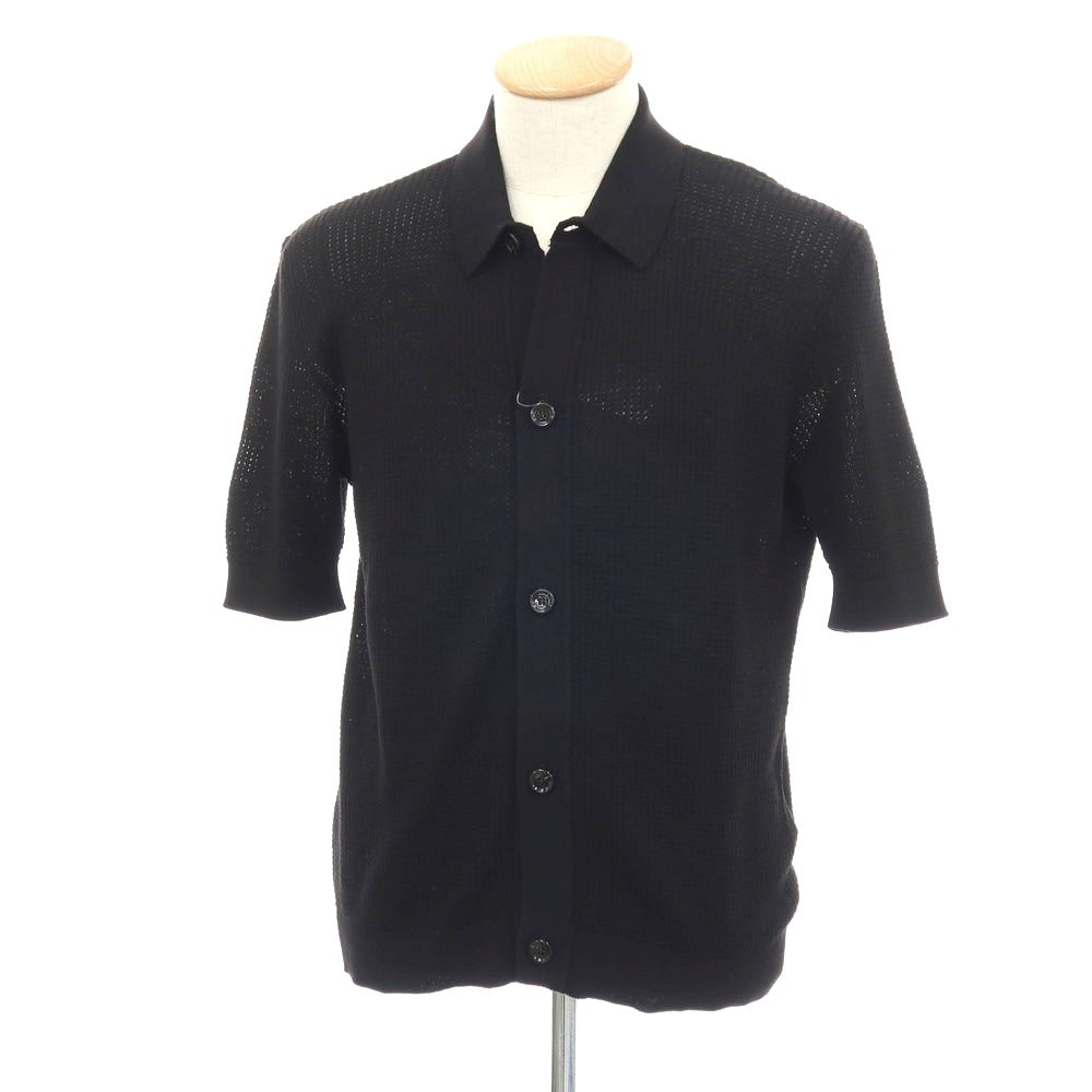 【新品】ラルディーニ LARDINI コットン 襟付き 半袖 カーディガン ブラック【サイズS】【 状態ランクN 】【 メンズ 】