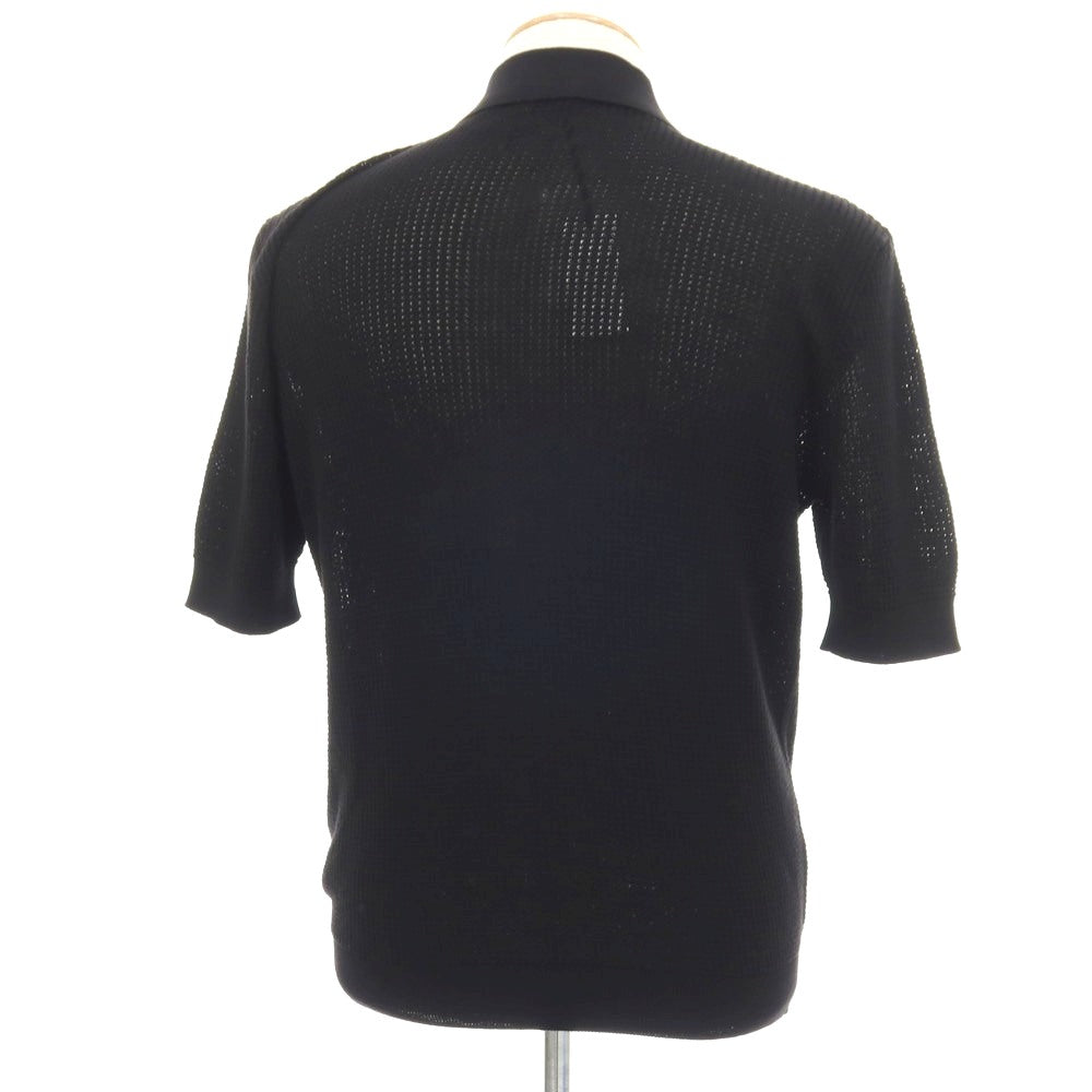 【新品】ラルディーニ LARDINI コットン 襟付き 半袖 カーディガン ブラック【サイズS】【 状態ランクN 】【 メンズ 】