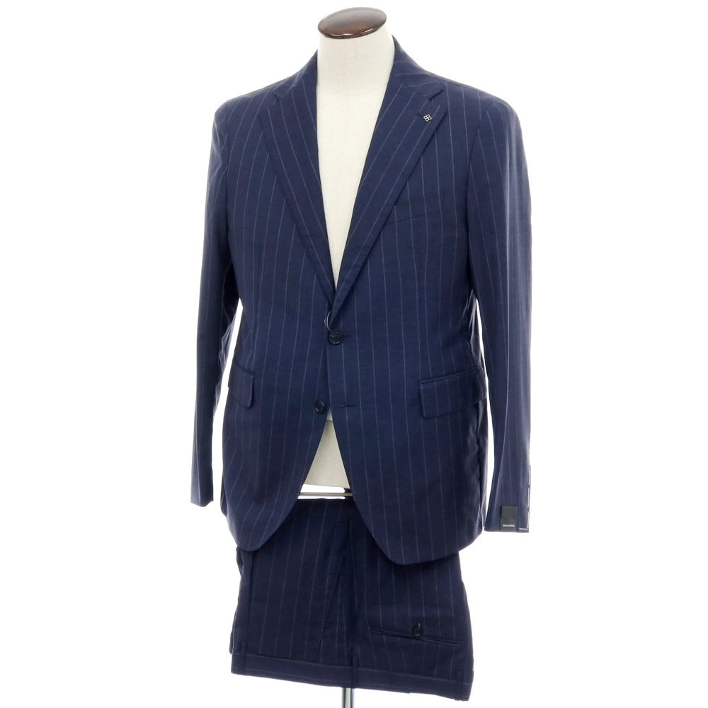 【新品】タリアトーレ TAGLIATORE ストレッチウール ストライプ 2つボタンスーツ ネイビーxグレー【サイズ50】【 状態ランクN 】【 メンズ 】