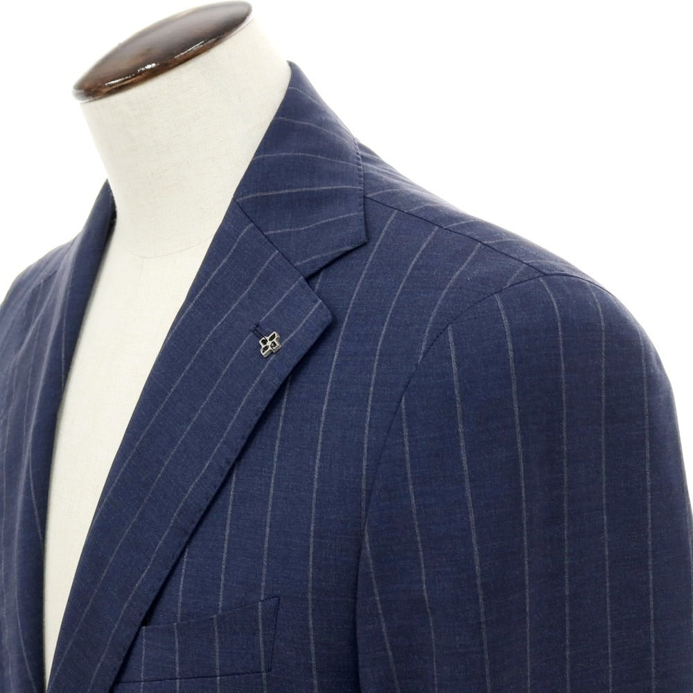 【新品】タリアトーレ TAGLIATORE ストレッチウール ストライプ 2つボタンスーツ ネイビーxグレー【サイズ50】【 状態ランクN 】【 メンズ 】