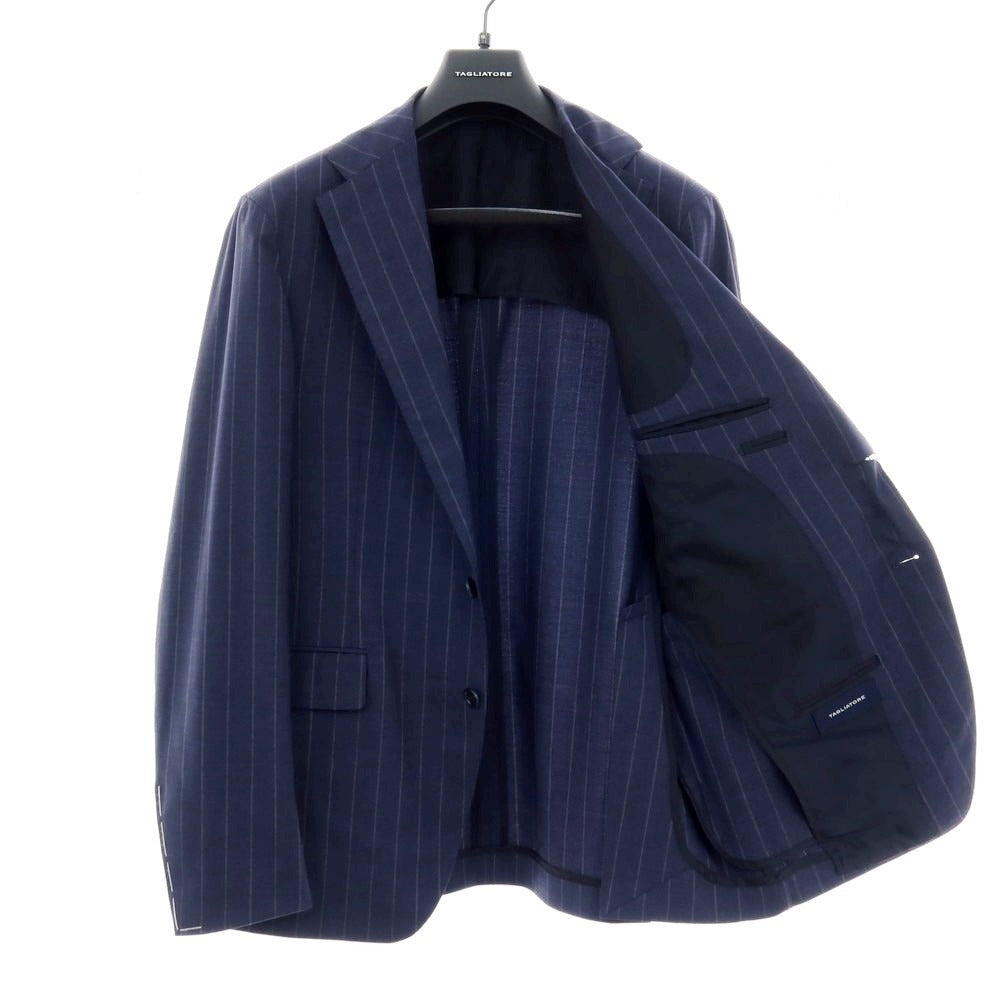 【新品】タリアトーレ TAGLIATORE ストレッチウール ストライプ 2つボタンスーツ ネイビーxグレー【サイズ50】【 状態ランクN 】【 メンズ 】