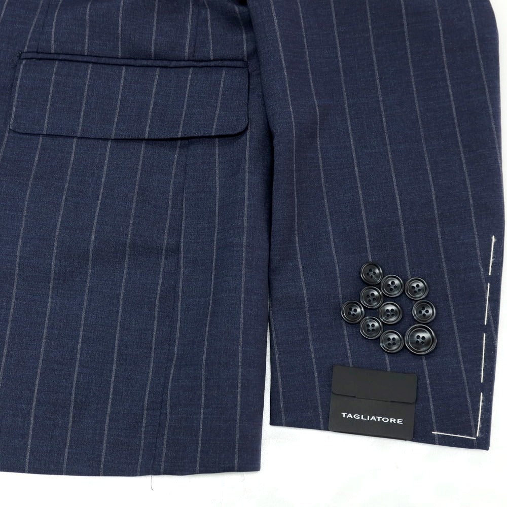 【新品】タリアトーレ TAGLIATORE ストレッチウール ストライプ 2つボタンスーツ ネイビーxグレー【サイズ50】【 状態ランクN 】【 メンズ 】