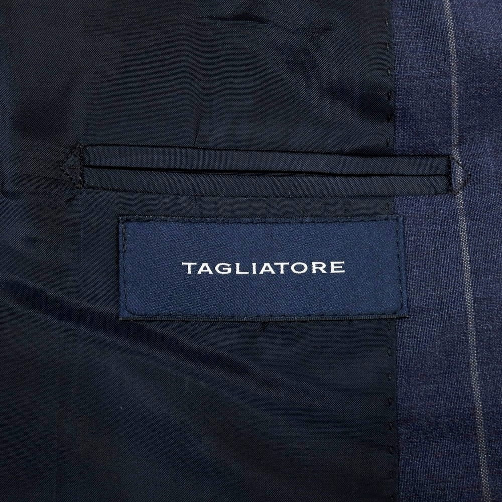 【新品】タリアトーレ TAGLIATORE ストレッチウール ストライプ 2つボタンスーツ ネイビーxグレー【サイズ50】【 状態ランクN 】【 メンズ 】