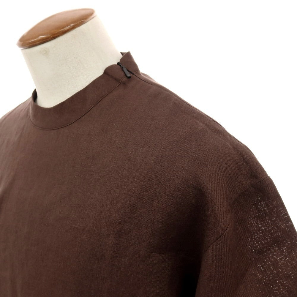 【新品】イーヴォ Hevo リネン クルーネック 半袖Tシャツ ブラウン【サイズM】【 状態ランクN 】【 メンズ 】
