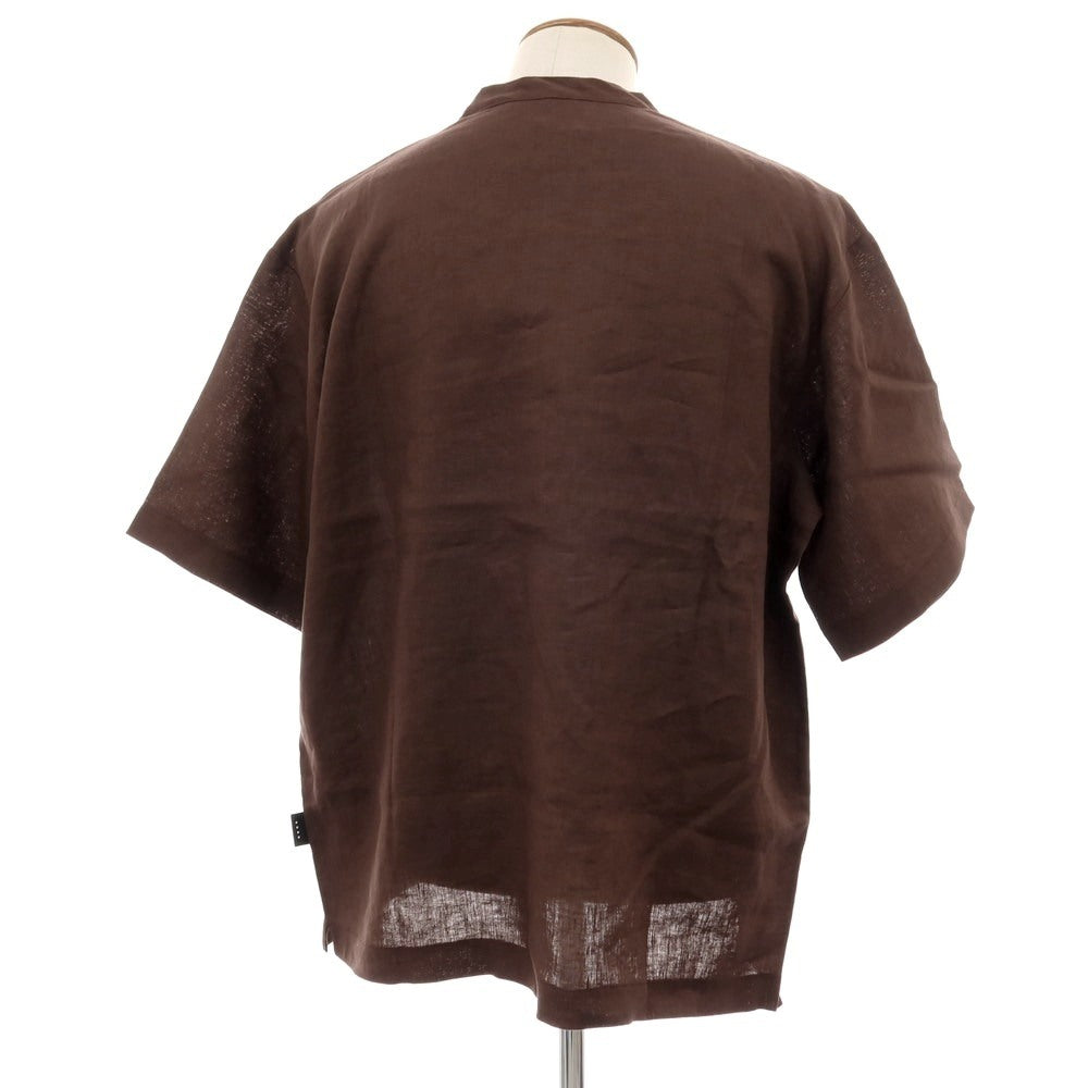 【新品】イーヴォ Hevo リネン クルーネック 半袖Tシャツ ブラウン【サイズM】【 状態ランクN 】【 メンズ 】