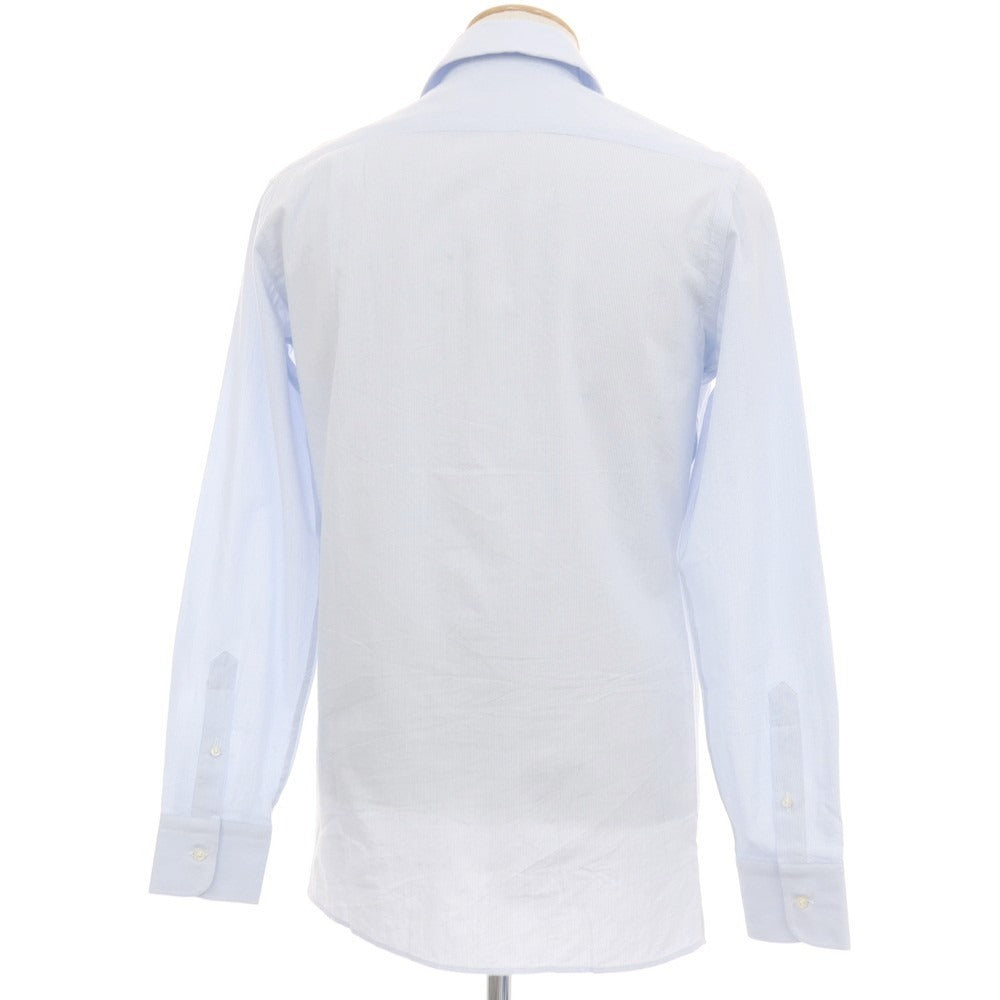 【新品アウトレット】バグッタ Bagutta MIKE サッカー調コットン ストライプ オープンカラー カジュアルシャツ ブルーxホワイト【サイズ38】【 状態ランクN- 】【 メンズ 】