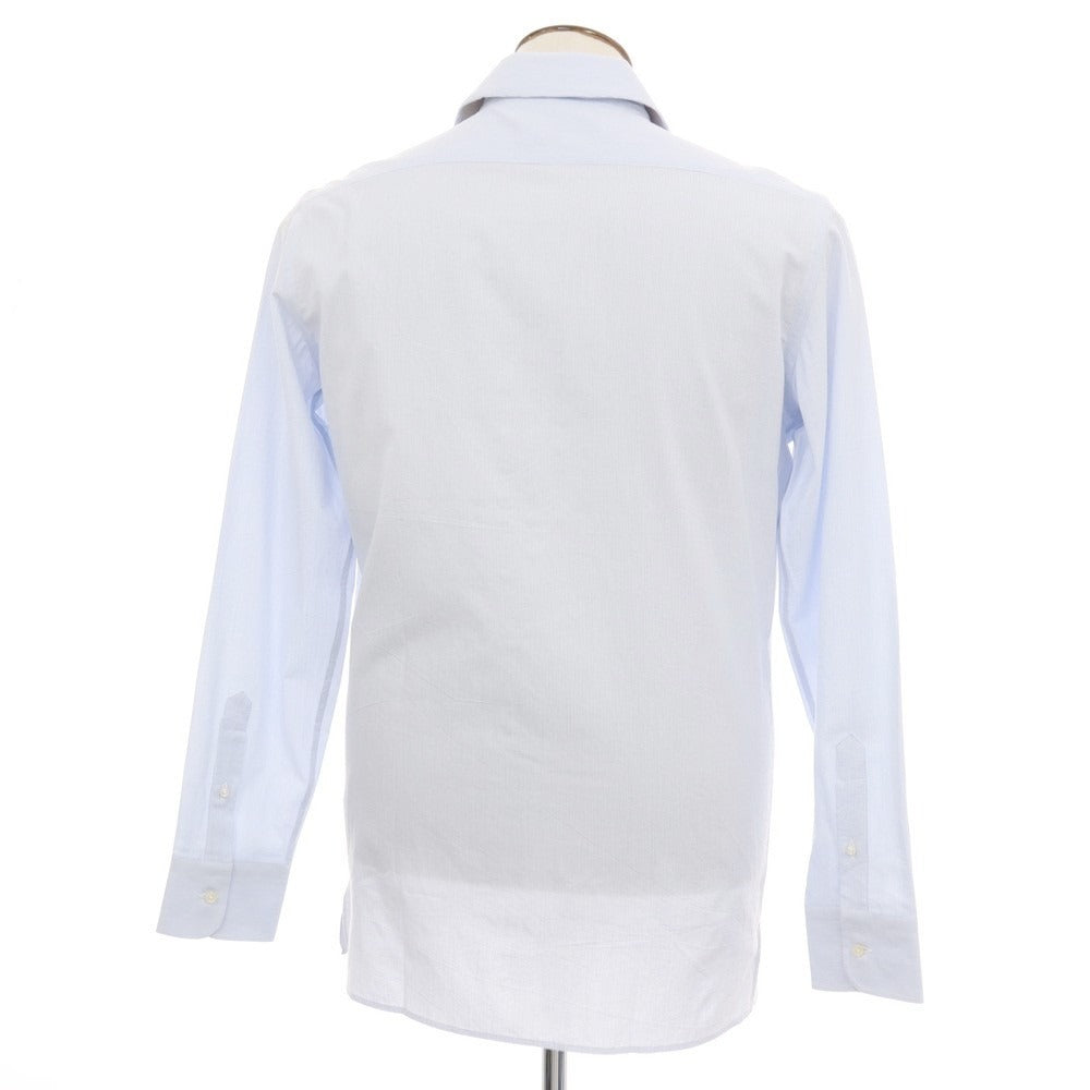 【新品アウトレット】バグッタ Bagutta MIKE サッカー調コットン ストライプ オープンカラー カジュアルシャツ ブルーxホワイト【サイズ41】【 状態ランクN- 】【 メンズ 】