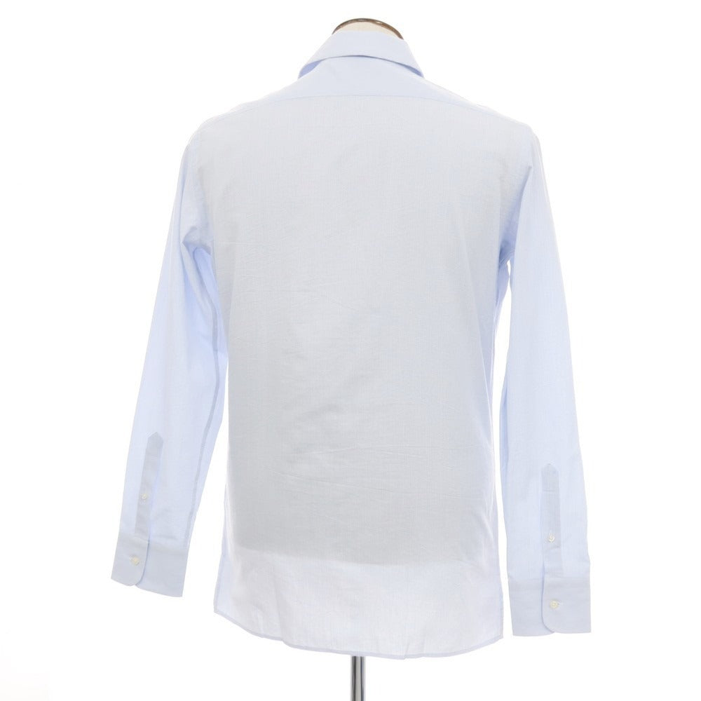 【新品アウトレット】バグッタ Bagutta MIKE サッカー調コットン ストライプ オープンカラー カジュアルシャツ ブルーxホワイト【サイズ41】【 状態ランクN- 】【 メンズ 】