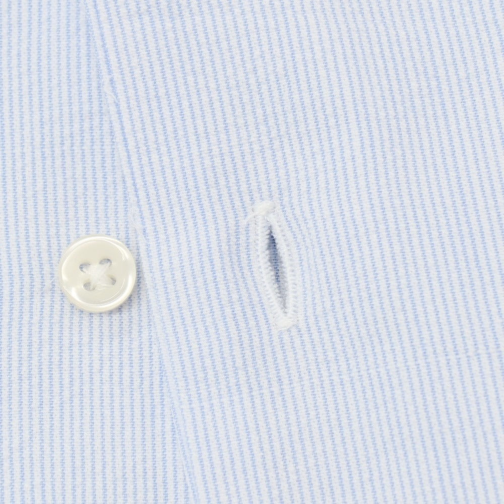 【新品アウトレット】バグッタ Bagutta MIKE サッカー調コットン ストライプ オープンカラー カジュアルシャツ ブルーxホワイト【サイズ42】【 状態ランクN- 】【 メンズ 】