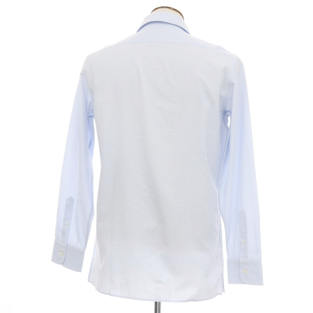 【新品アウトレット】バグッタ Bagutta MIKE サッカー調コットン ストライプ オープンカラー カジュアルシャツ ブルーxホワイト【サイズ43】【 状態ランクN- 】【 メンズ 】