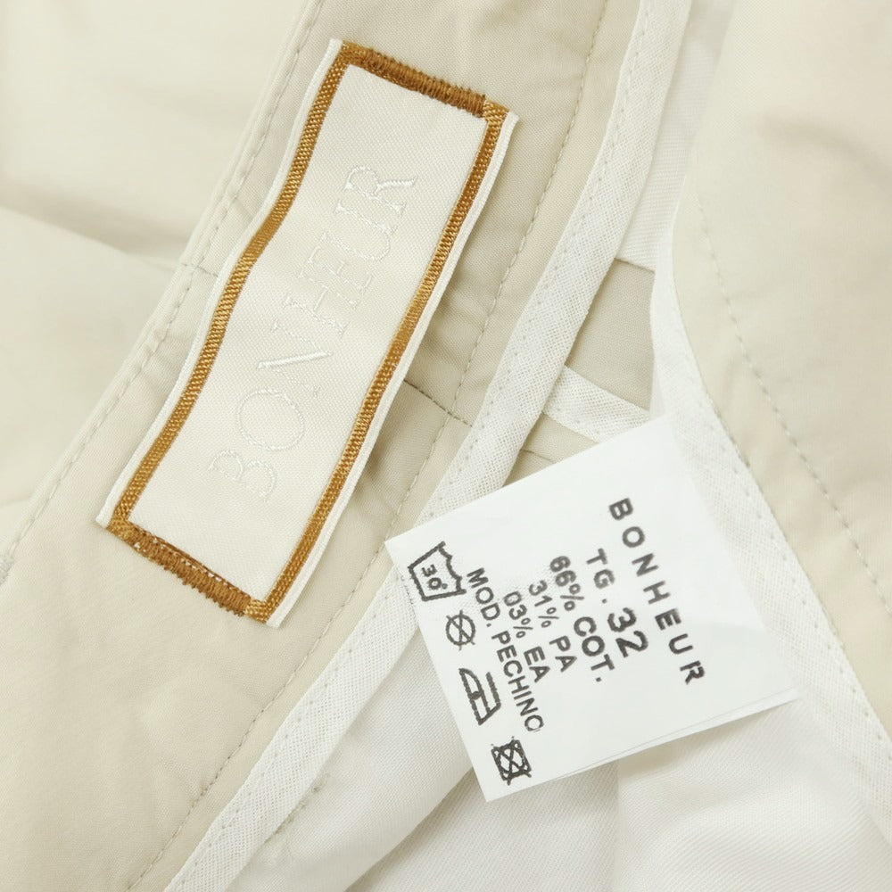 【新品】ボネール BONHEUR PECHINO ストレッチ コットンナイロン カジュアルスラックスパンツ ライトベージュ【サイズ32】【 状態ランクN 】【 メンズ 】