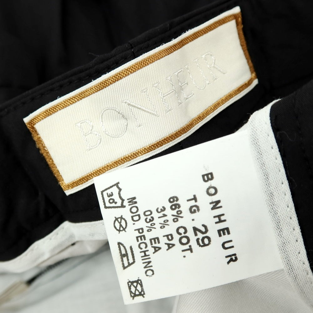 【新品】ボネール BONHEUR PECHINO ストレッチ コットンナイロン カジュアルスラックスパンツ ブラック【サイズ29】【 状態ランクN 】【 メンズ 】