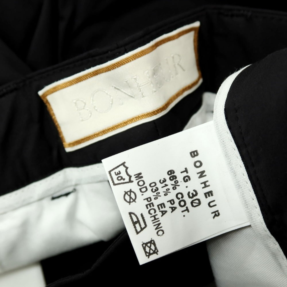 【新品】ボネール BONHEUR PECHINO ストレッチ コットンナイロン カジュアルスラックスパンツ ブラック【サイズ30】【 状態ランクN 】【 メンズ 】
