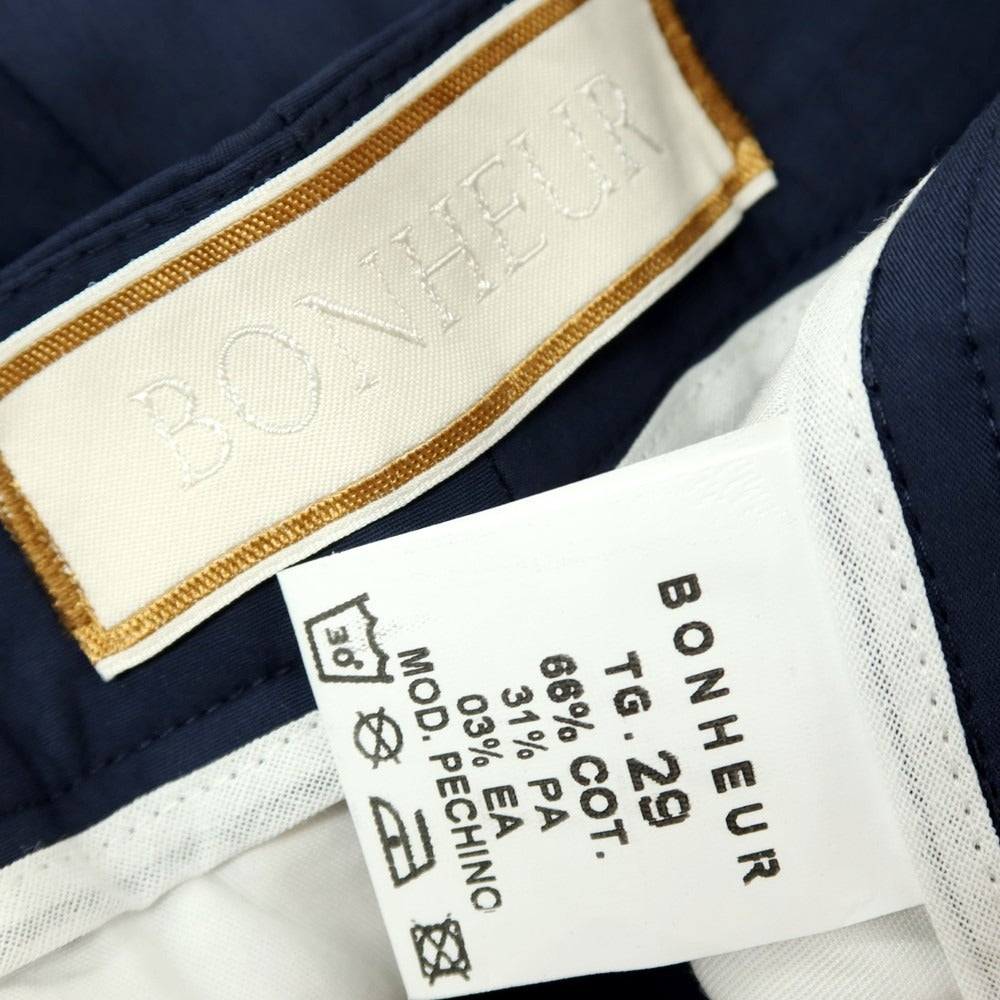 【新品】ボネール BONHEUR PECHINO ストレッチ コットンナイロン カジュアルスラックスパンツ ネイビー【サイズ29】【 状態ランクN 】【 メンズ 】