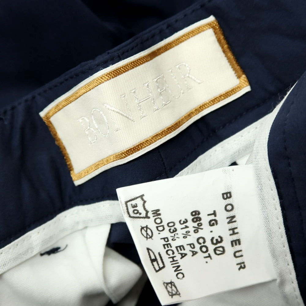 【新品アウトレット】ボネール BONHEUR PECHINO ストレッチ コットンナイロン カジュアルスラックスパンツ ネイビー【サイズ30】【 状態ランクN- 】【 メンズ 】