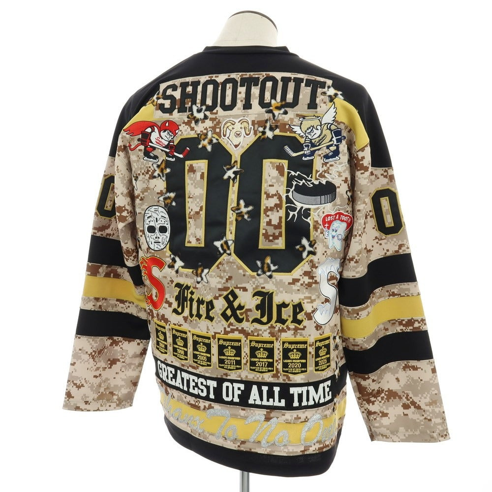 【中古】シュプリーム Supreme 2025年秋冬 Fire & Ice Hockey Jersey ポリエステル 長袖Tシャツ ベージュxブラウン【 L 】【 状態ランクA 】【 メンズ 】