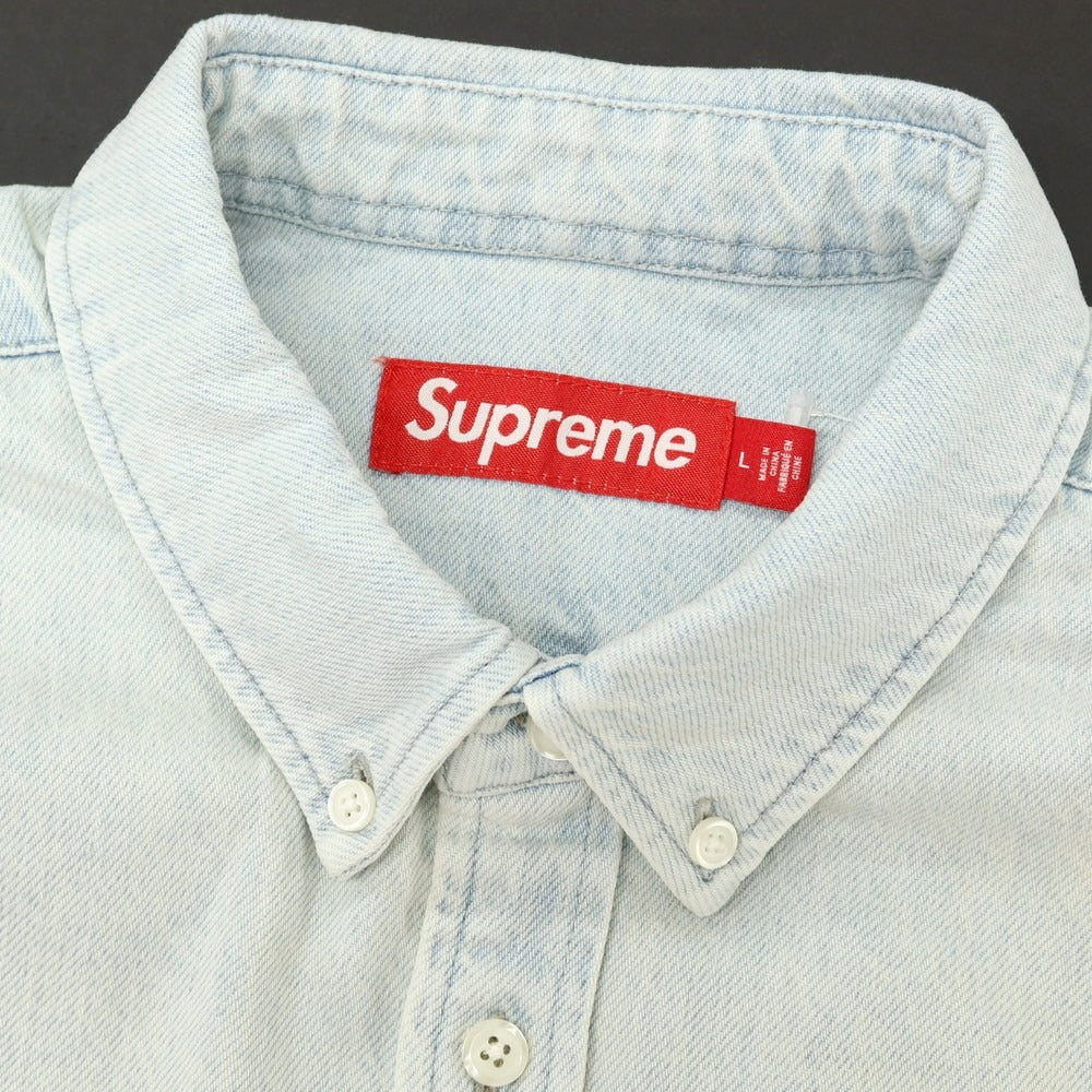 【中古】シュプリーム Supreme 2025年秋冬 Small Box Denim Shirt ボタンダウン カジュアルシャツ アイスブルー【 L 】【 状態ランクA 】【 メンズ 】