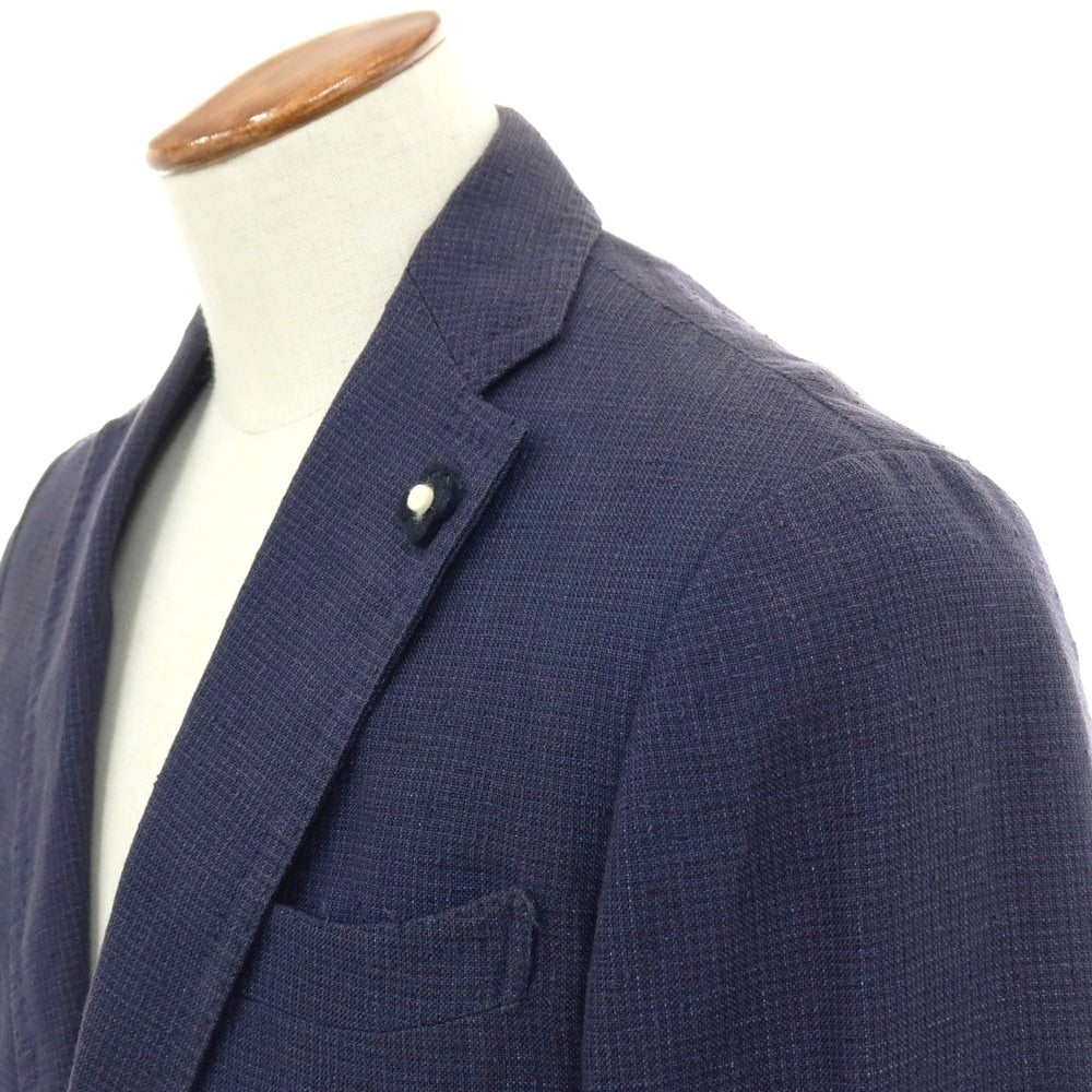 【中古】ラルディーニ LARDINI ウール チェック 2B テーラードジャケット ネイビー系【サイズ48】【 状態ランクD 】【 メンズ 】