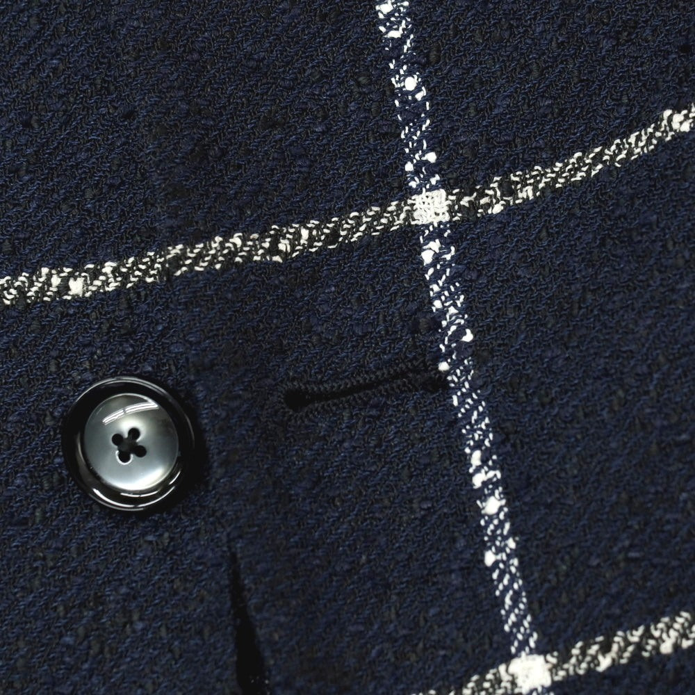 【中古】タリアトーレ TAGLIATORE リネンナイロン ウィンドウペーンチェック 2B テーラードジャケット ネイビーxホワイト【サイズ48】【 状態ランクC 】【 メンズ 】