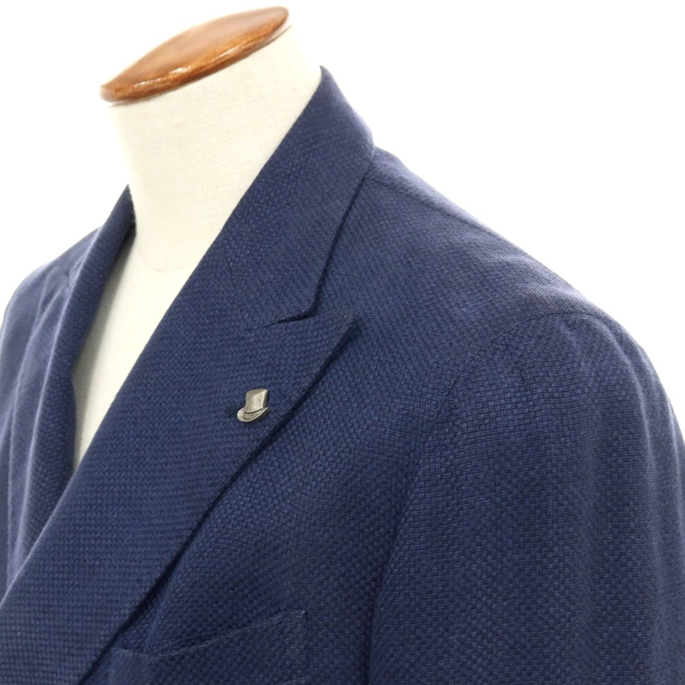 【中古】タリアトーレ TAGLIATORE リネンシルク ダブル6B テーラードジャケット ライトネイビー【サイズ48】【 状態ランクD 】【 メンズ 】