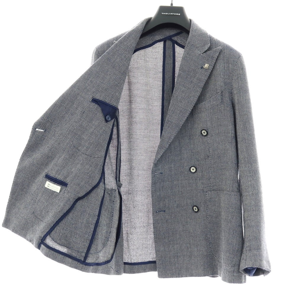 【中古】タリアトーレ TAGLIATORE ウールリネン ダブル6B テーラードジャケット ネイビーxホワイト【サイズ48】【 状態ランクC 】【 メンズ 】