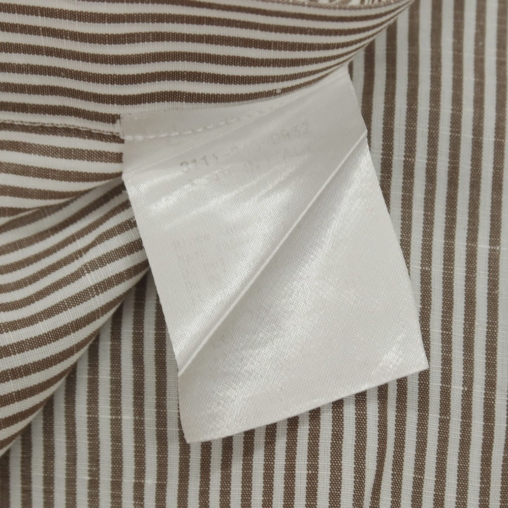 【中古】ルイーザエスポジット Luisa Esposito コットン系 ストライプ ワイドカラー ドレスシャツ ブラウンxホワイト【 39 】【 状態ランクC 】【 メンズ 】