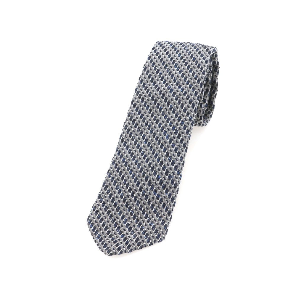 【中古】ブラックフリースバイ ブルックスブラザーズ BLACK FLEECE BY Brooks Brothers シルクコットン ストライプ柄ネクタイ グレーxネイビー【 状態ランクA 】【 メンズ 】