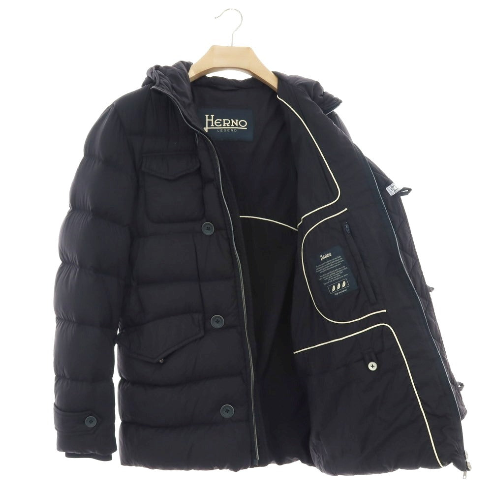 【中古】ヘルノ Herno レジェンド レスキモー ナイロン フーデッド ダウンコート ネイビー【 48 】【 状態ランクB 】【 メンズ 】